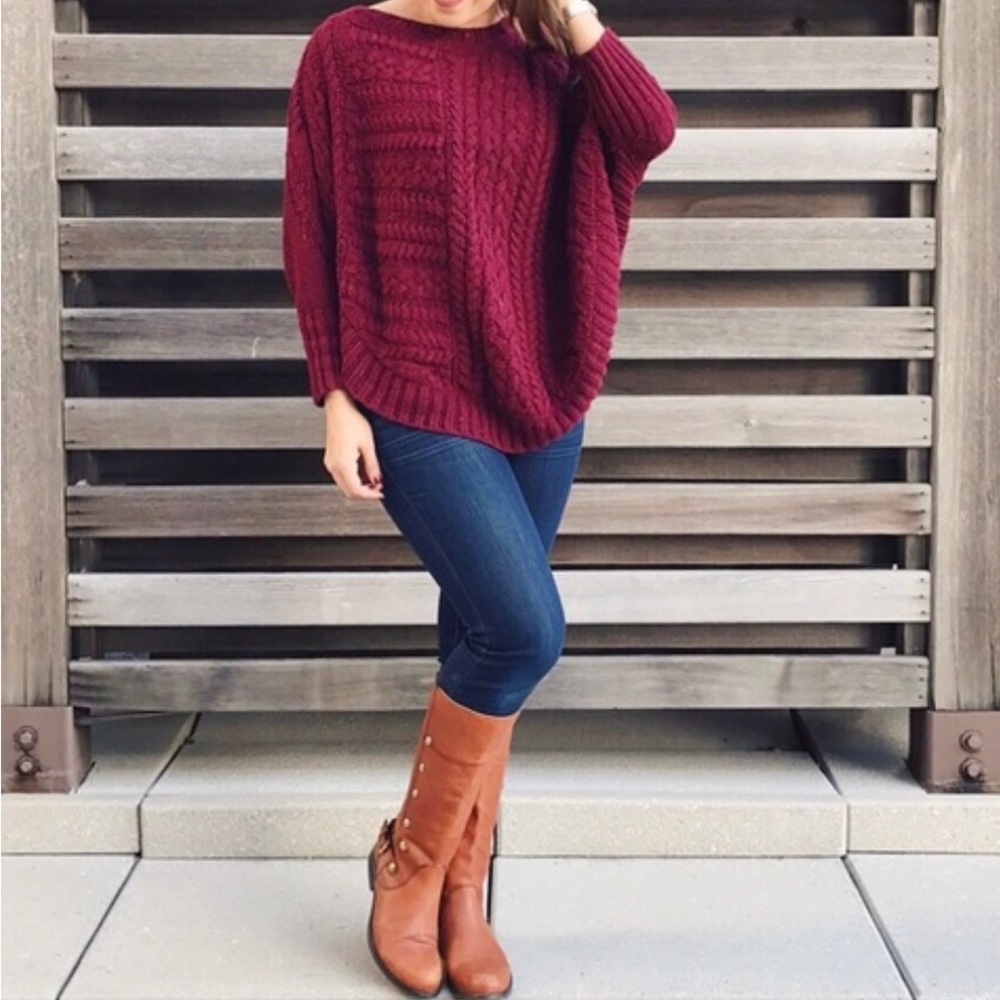 Anthropologie Angel of the North  Cable Knit Oversized Sweater Sz XS